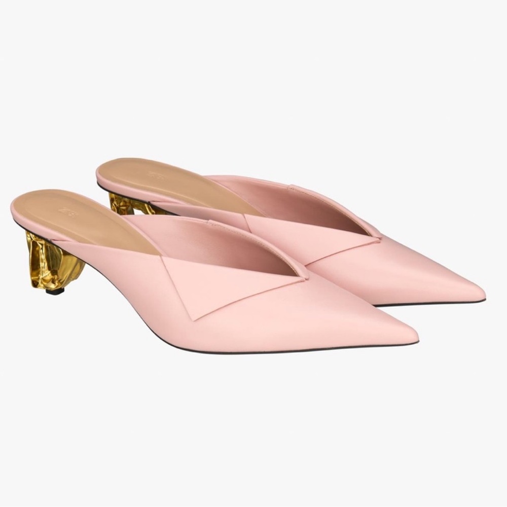ZARA  LEATHER METAL
HEELED MULES LIMITED EDITION
